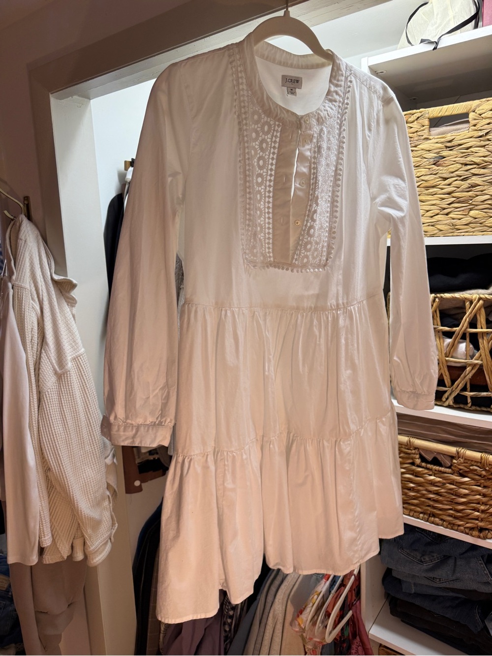 J. Crew women’s White Eyelet Bib Tiered Dress